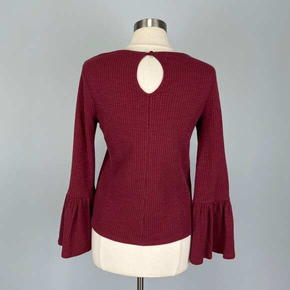 Anthropologie Porridge Womens Joan Bell Sleeve Top Wine Burgundy size Small - Picture 10 of 15